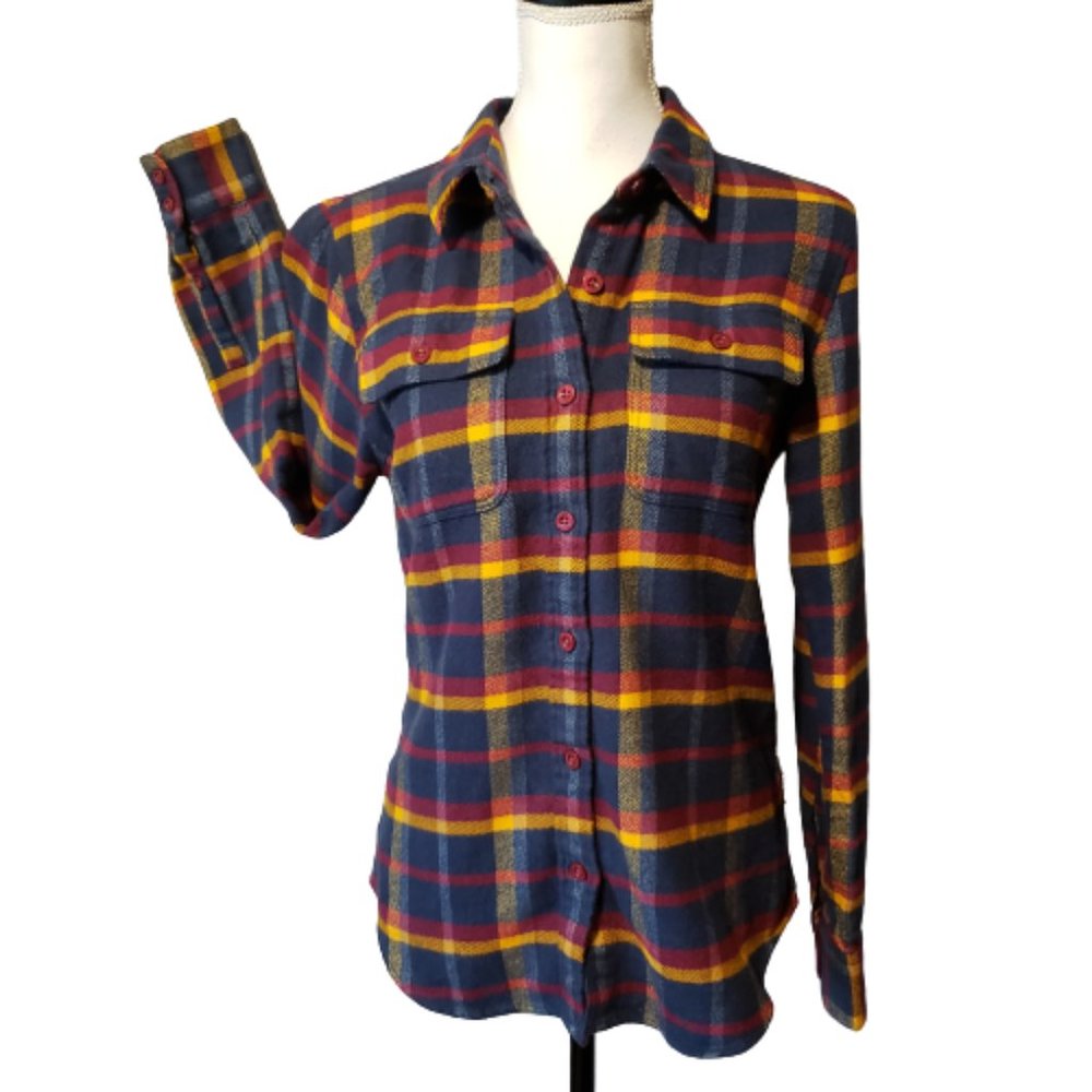 Patagonia Navy, Yellow & Red Plaid Button-Down Shirt